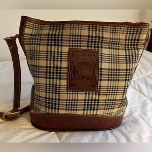 Original Baker Blanket 5/A Plaid Elizabeth leather trim Crossbody Bag purse